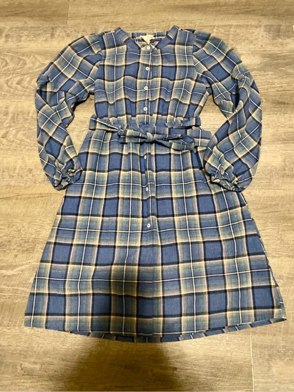 Hayden Blue Plaid Button-Up Belted Dress